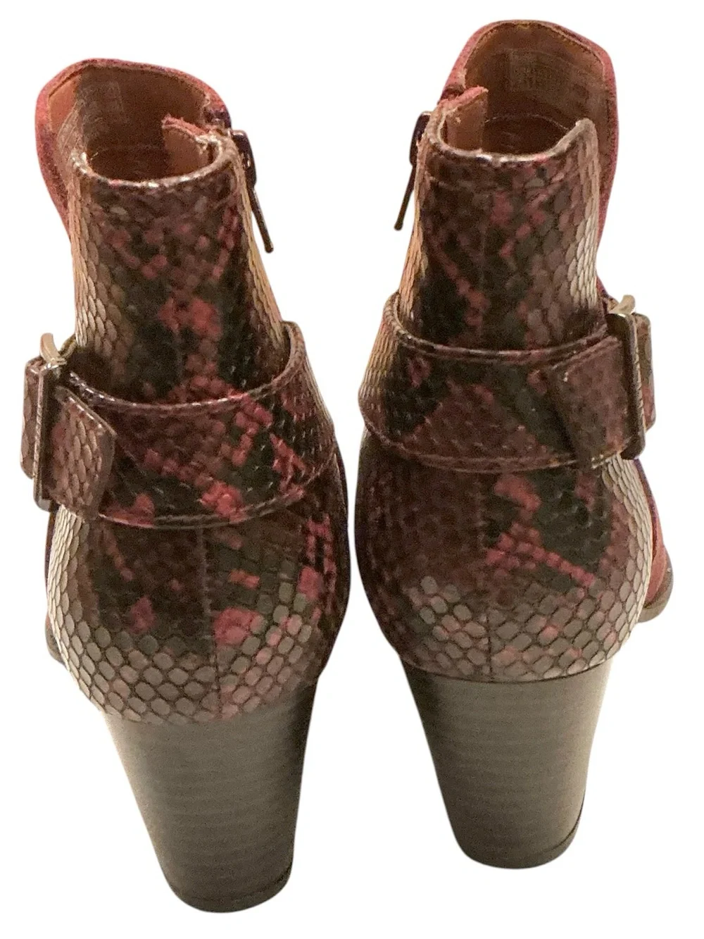 VIONIC Naomi Burgundy Suede Snakeskin Ankle Boots Size 7.5